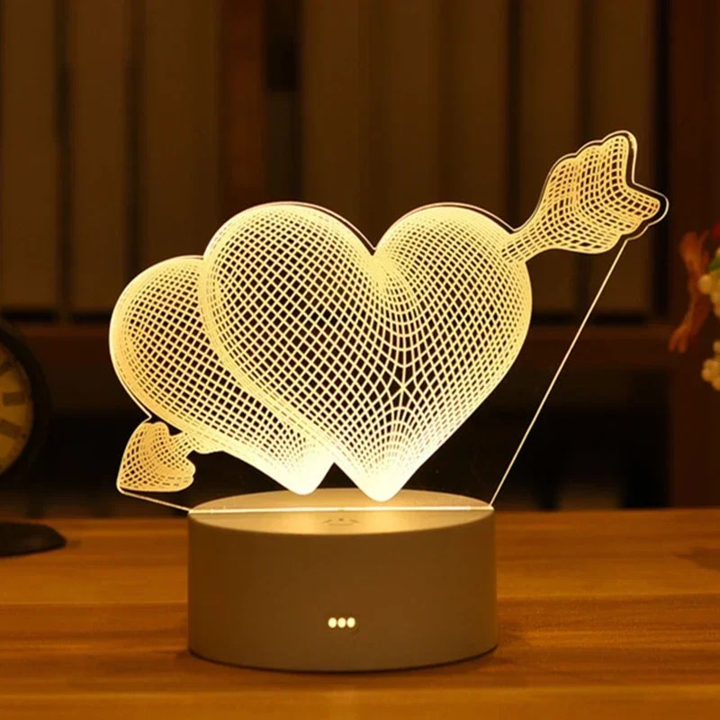 Cute Rabbit Bear Kids Night Light Led Wedding Bedroom Nightlight Decor Light 3d DIY Lamp Valentine's Day Gifts ChristGift